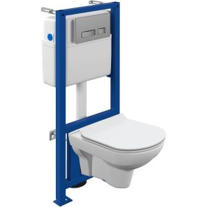 Инсталляция Cersanit Link Pro с унитазом City CO DPL EO slim и кнопкой смыва Movi Хром матовый 64075 Инсталляция Cersanit Link Pro с унитазом City CO DPL EO slim и кнопкой смыва Movi Хром матовый 64075