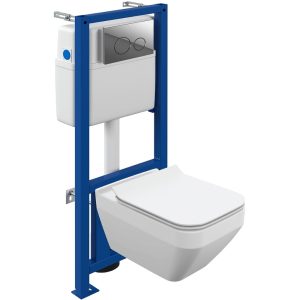 Инсталляция Cersanit Link Pro с унитазом Crea Square CO DPL EO slim и кнопкой смыва Twins Хром глянцевый 64443 Инсталляция Cersanit Link Pro с унитазом Crea Square CO DPL EO slim и кнопкой смыва Twins Хром глянцевый 64443
