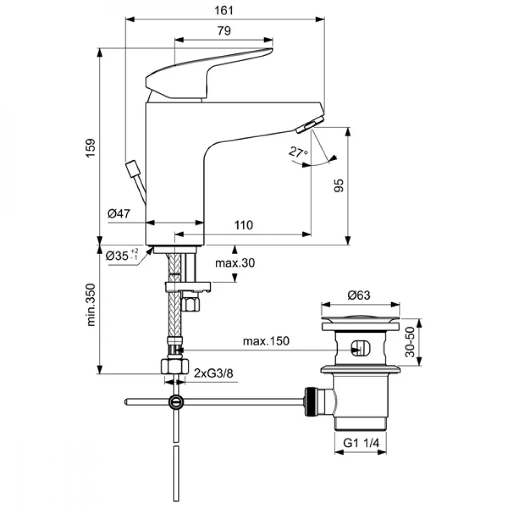 Смеситель для раковины Ideal Standard B1712AA Смеситель для раковины Ideal Standard B1712AA — изображение 2
